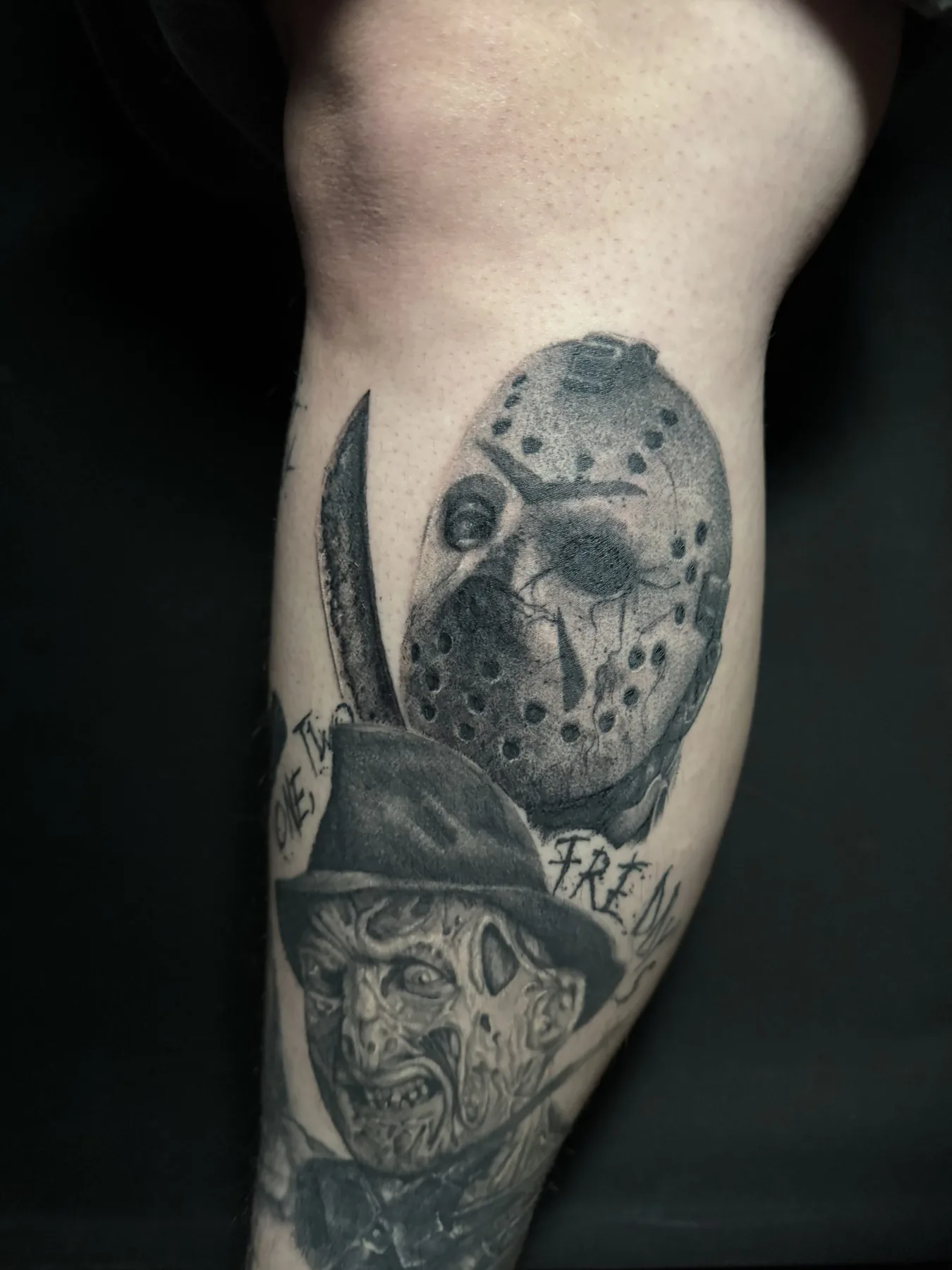 Jason and Freddy horror portraits. Tattoo at Ink21 in Vienna.