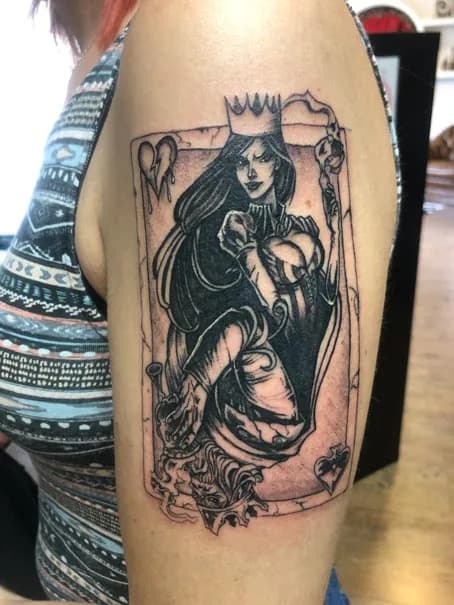 Crowned queen playing card. Tattoo at Ink21 in Vienna.