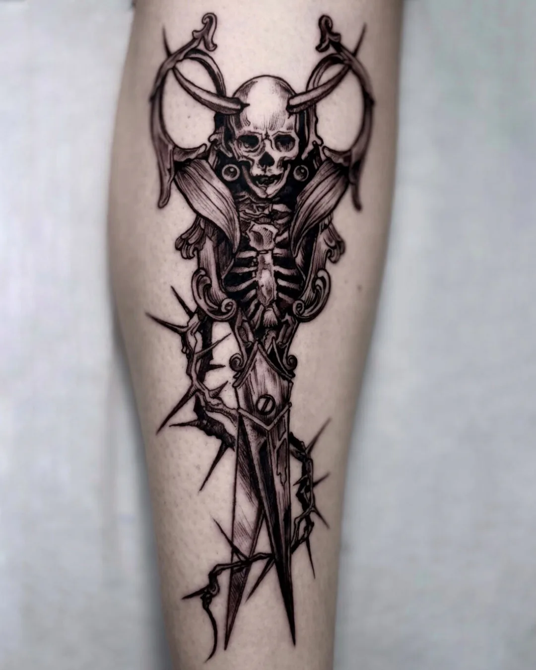 Bony winged creature. Tattoo at Ink21 in Vienna.