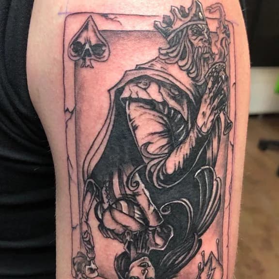 King of spades close-up. Tattoo at Ink21 in Vienna.